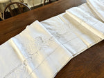 Rare Antique French Linen Sheet with Crown Monogram AE/EA