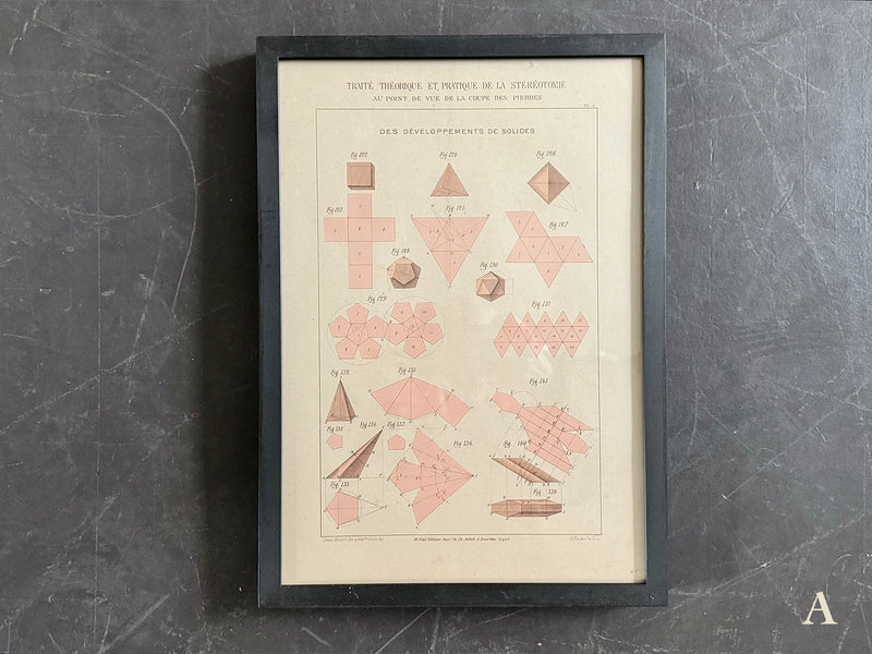 Framed Antique French Architectural Textbook Prints