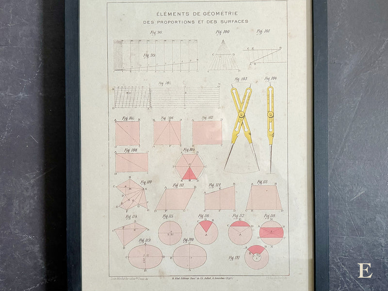 Framed Antique French Architectural Textbook Prints