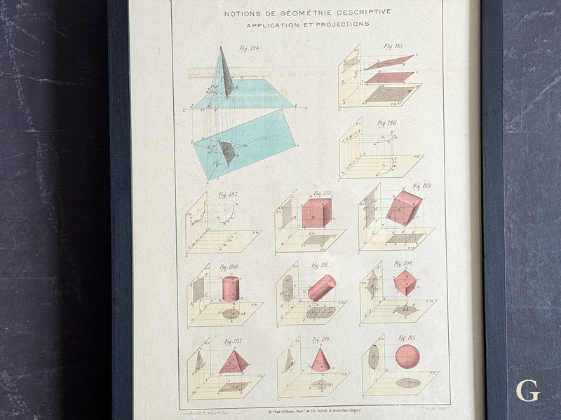 Framed Antique French Architectural Textbook Prints