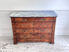An Early 19th C French Burr Walnut Commode with Arabescato Marble Top