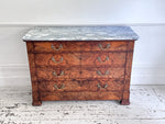 An Early 19th C French Burr Walnut Commode with Arabescato Marble Top