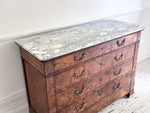 An Early 19th C French Burr Walnut Commode with Arabescato Marble Top