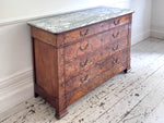 An Early 19th C French Burr Walnut Commode with Arabescato Marble Top