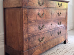 An Early 19th C French Burr Walnut Commode with Arabescato Marble Top