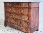 An Early 19th C French Burr Walnut Commode with Arabescato Marble Top