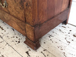 An Early 19th C French Burr Walnut Commode with Arabescato Marble Top
