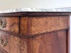 An Early 19th C French Burr Walnut Commode with Arabescato Marble Top