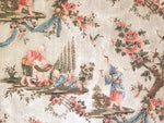 A Triptych of 18th C Chinoiserie Block Printed, Hand Painted Canvas Wall Coverings