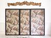 A Triptych of 18th C Chinoiserie Block Printed, Hand Painted Canvas Wall Coverings