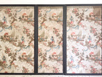 A Triptych of 18th C Chinoiserie Block Printed, Hand Painted Canvas Wall Coverings