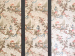 A Triptych of 18th C Chinoiserie Block Printed, Hand Painted Canvas Wall Coverings