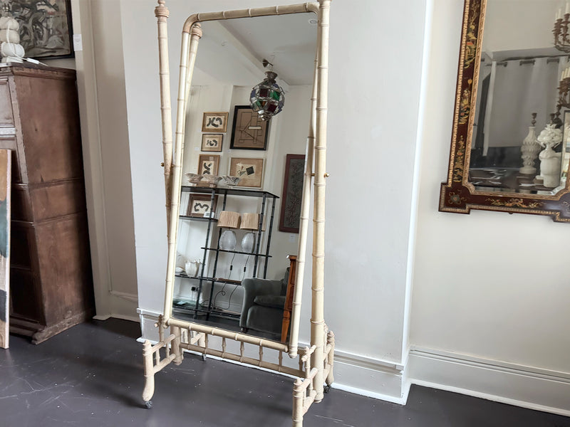 A Late 19th C French Faux Bamboo Painted Dressing Mirror