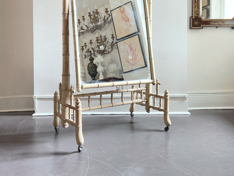 A Late 19th C French Faux Bamboo Painted Dressing Mirror