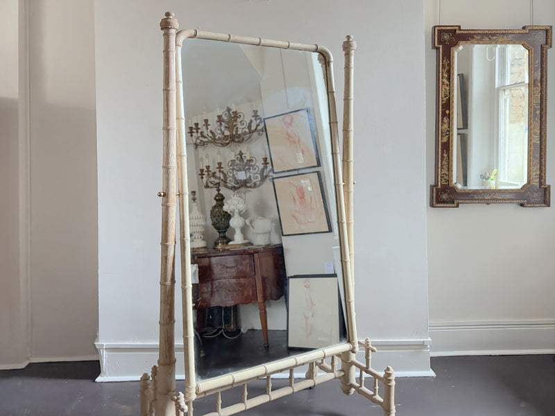 A Late 19th C French Faux Bamboo Painted Dressing Mirror