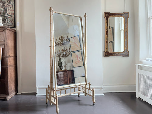 A Late 19th C French Faux Bamboo Painted Dressing Mirror