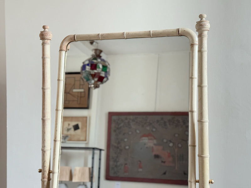 A Late 19th C French Faux Bamboo Painted Dressing Mirror