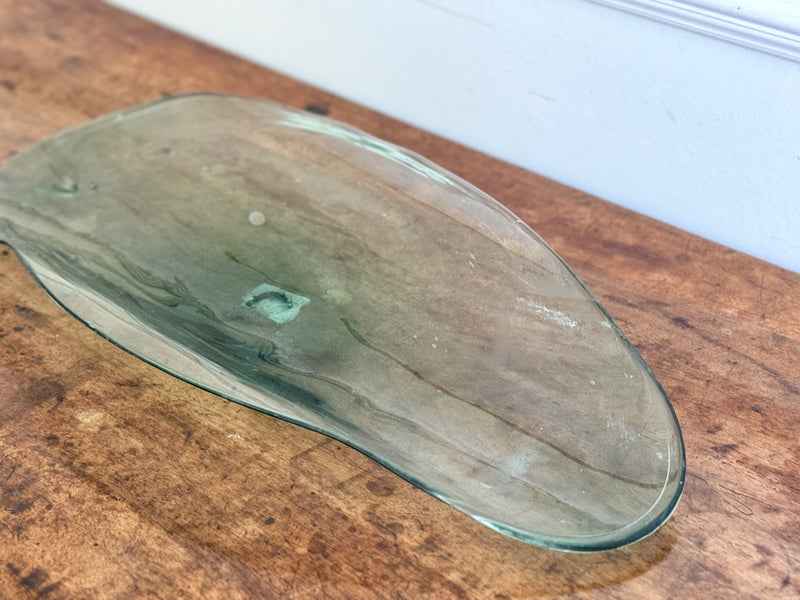 A Large Antique French Hand-Blown Glass Tile Bowl