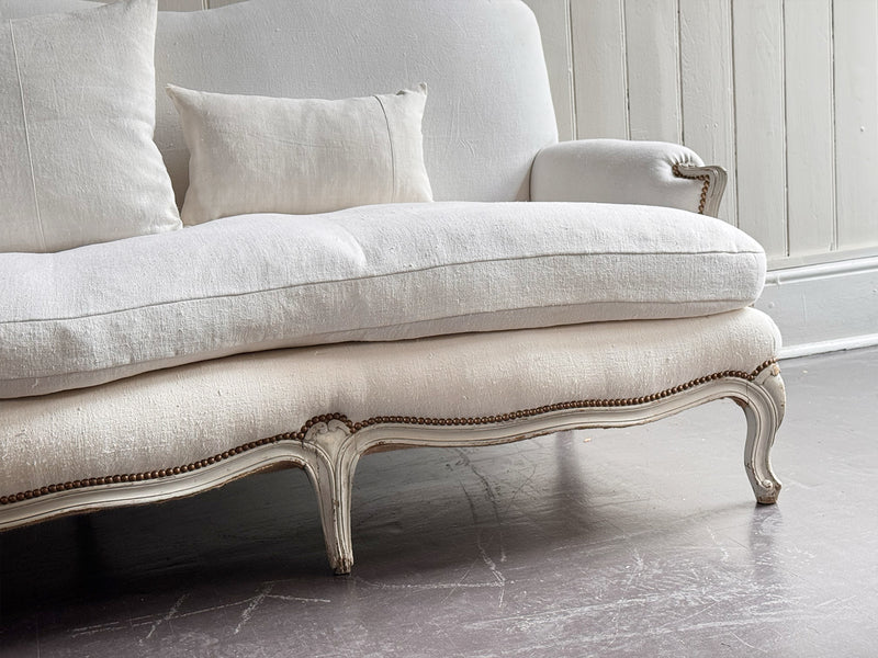 A 19th C French Camel Back Sofa with Serpentine Front