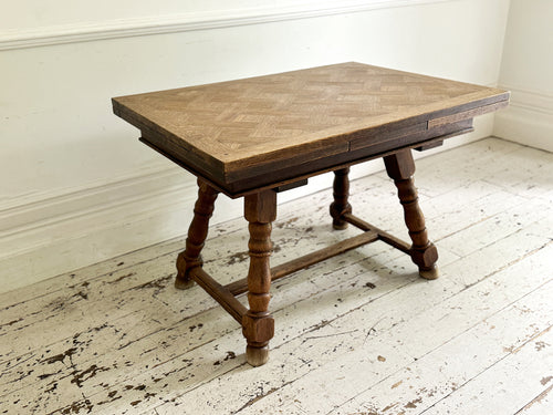 A Late 19th C French Parquetry Drawer Leaf Dining Table