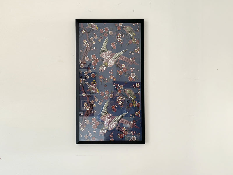 A Colourful 19th C French Wallpaper Panel with Parrots & Flowers