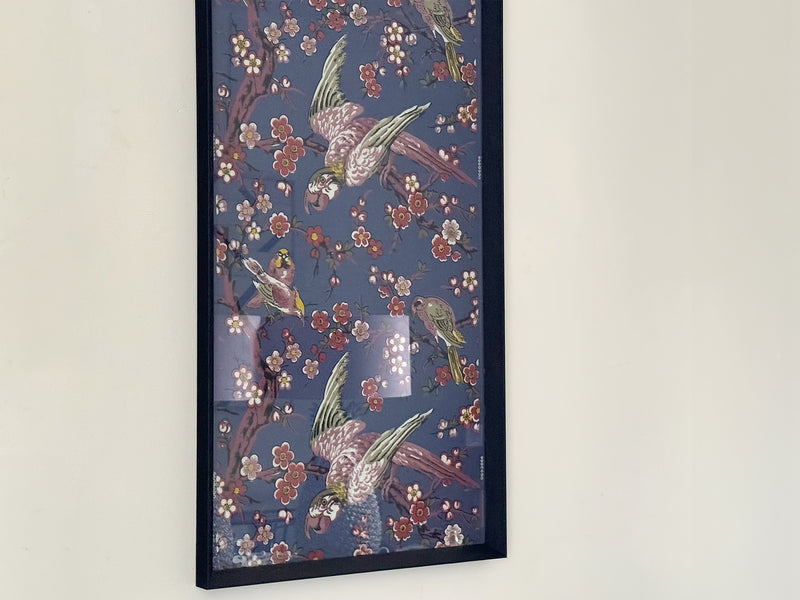 A Colourful 19th C French Wallpaper Panel with Parrots & Flowers