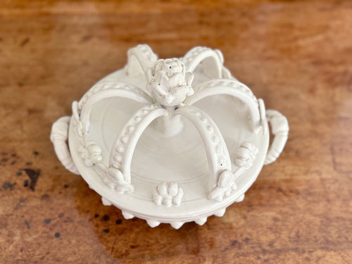 A Late 19th C French Ceramic Crown Lidded Dish