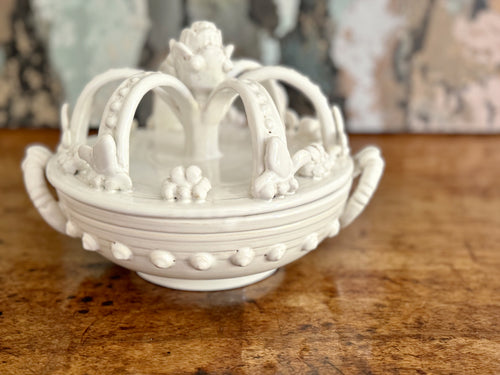 A Late 19th C French Ceramic Crown Lidded Dish