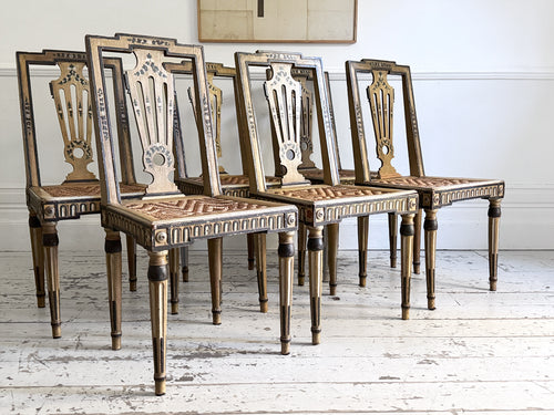 A Set of Six 18th Century Painted Venetian Dining Chairs