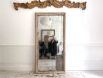 A Very Large 18th C French Carved Ribbon Mirror with Original Plate