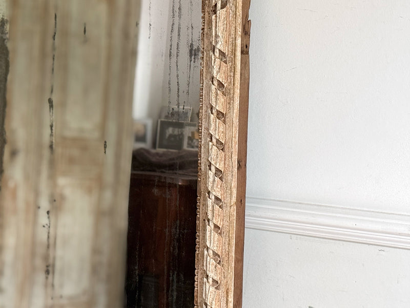 A Very Large 18th C French Carved Ribbon Mirror with Original Plate