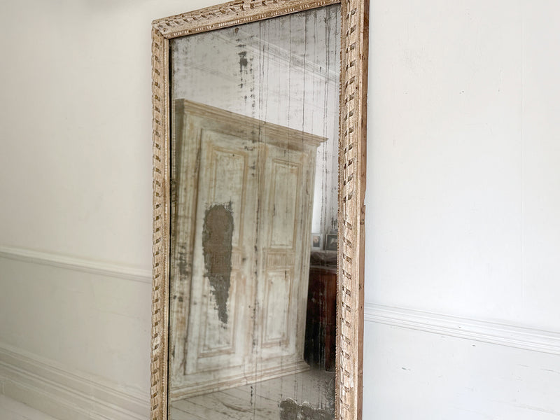 A Very Large 18th C French Carved Ribbon Mirror with Original Plate
