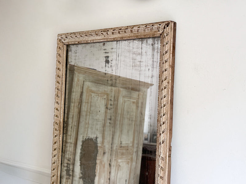 A Very Large 18th C French Carved Ribbon Mirror with Original Plate