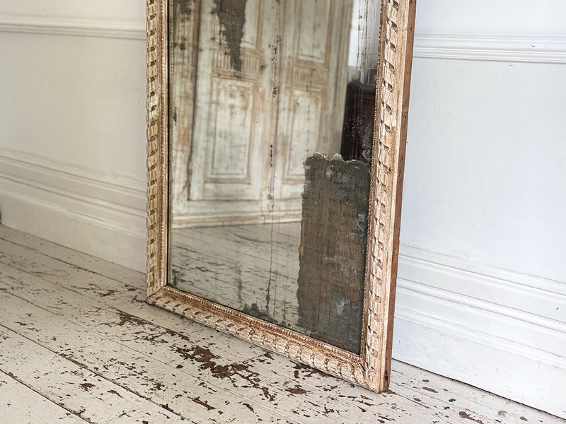 A Very Large 18th C French Carved Ribbon Mirror with Original Plate