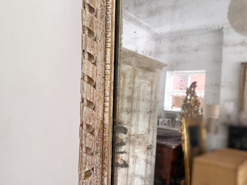 A Very Large 18th C French Carved Ribbon Mirror with Original Plate