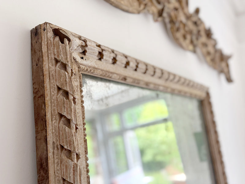 A Very Large 18th C French Carved Ribbon Mirror with Original Plate