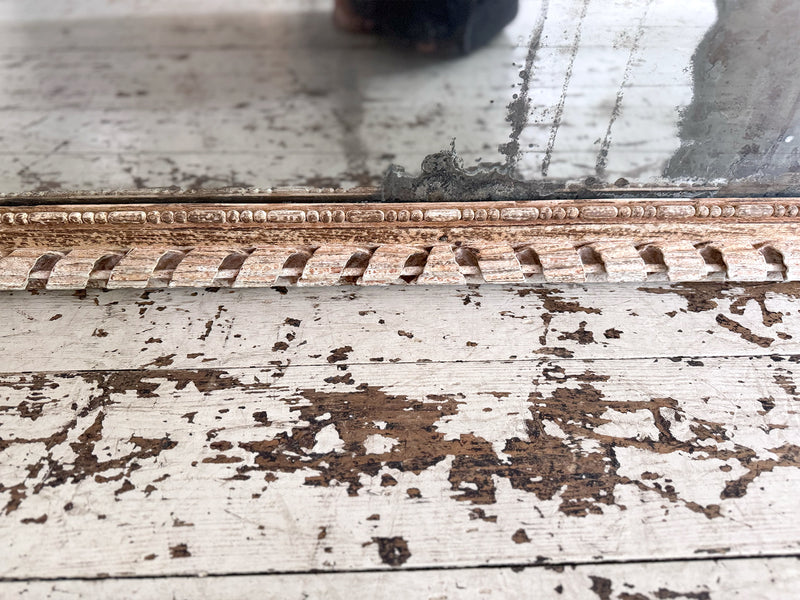 A Very Large 18th C French Carved Ribbon Mirror with Original Plate