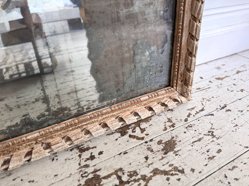 A Very Large 18th C French Carved Ribbon Mirror with Original Plate