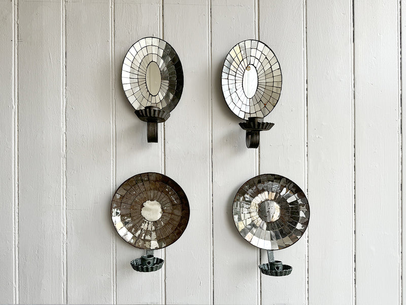 A Pair of Late 19th C Provencal Reflective Wall Sconces - Oval
