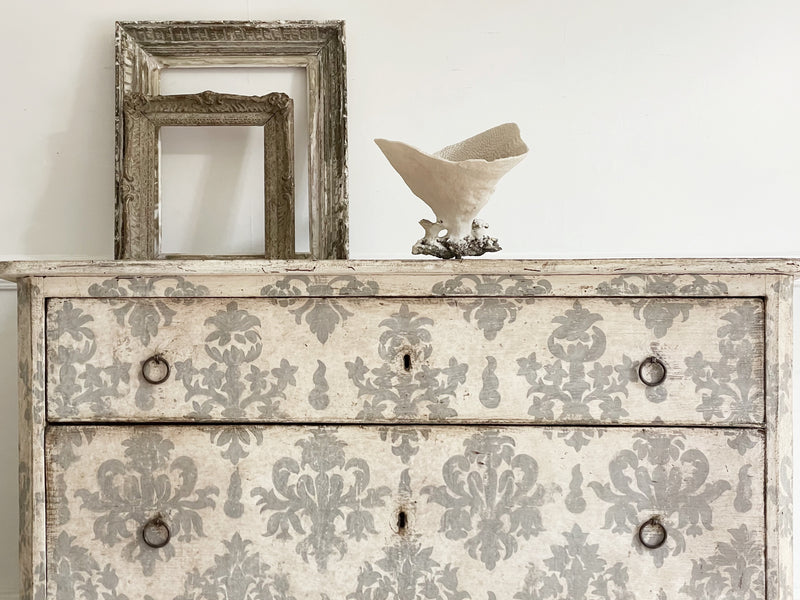 A 19th Century Italian Blue White Painted Commode