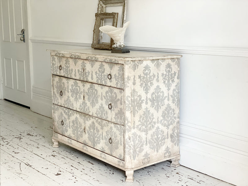 A 19th Century Italian Blue White Painted Commode
