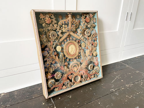 An Exquisite 18th Century Italian Gilded Framed Paperolle Reliquary
