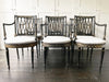 A Set of 6 1920's Pierre Lottier Ebonised and Decorated Armchairs