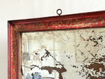 An Early 20th C Red Chinoiserie Mirror with Heavily Foxed Plated