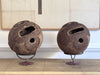A Pair of Antique Pyrenean Wooden Bowling Balls on Stands