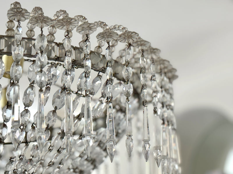 A 1950's Spanish Tiered Glass & Crystal Chandelier