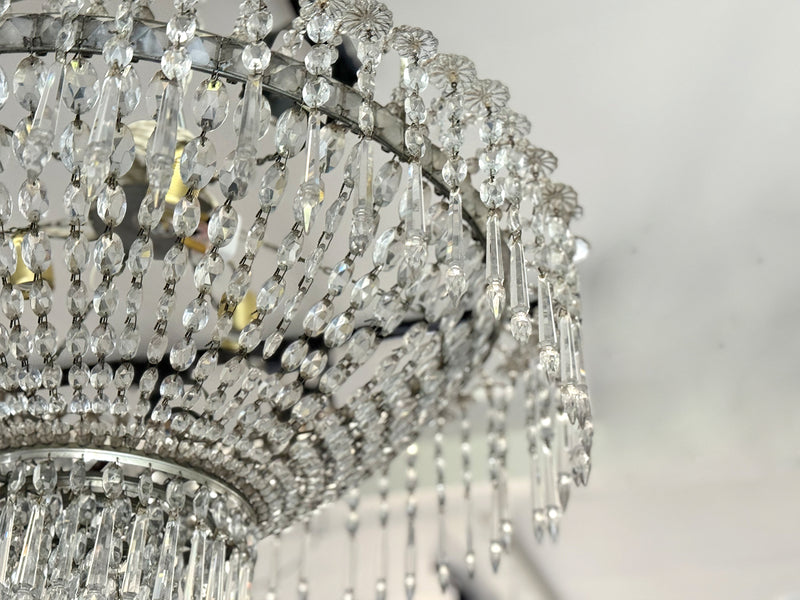 A 1950's Spanish Tiered Glass & Crystal Chandelier