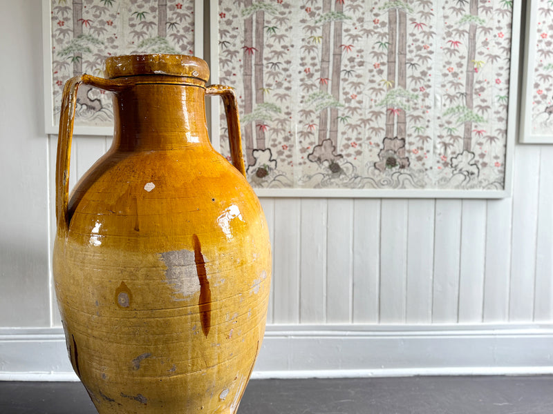 A Very Large 19th C Yellow Glazed 19th C Italian Olive Oil Jar