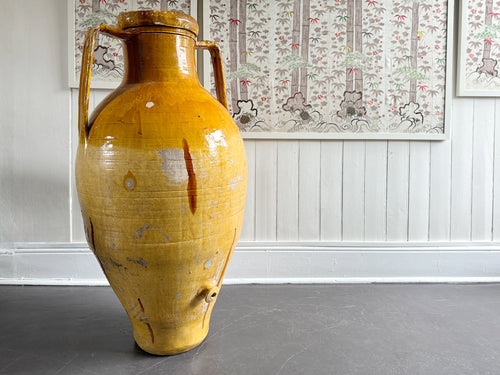 A Very Large 19th C Yellow Glazed 19th C Italian Olive Oil Jar