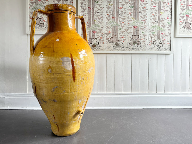 A Very Large 19th C Yellow Glazed 19th C Italian Olive Oil Jar